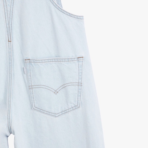 Levi’s Silvertab Bib Baggy Straight Leg Light Blue Wash Overalls - Picture 13 of 13